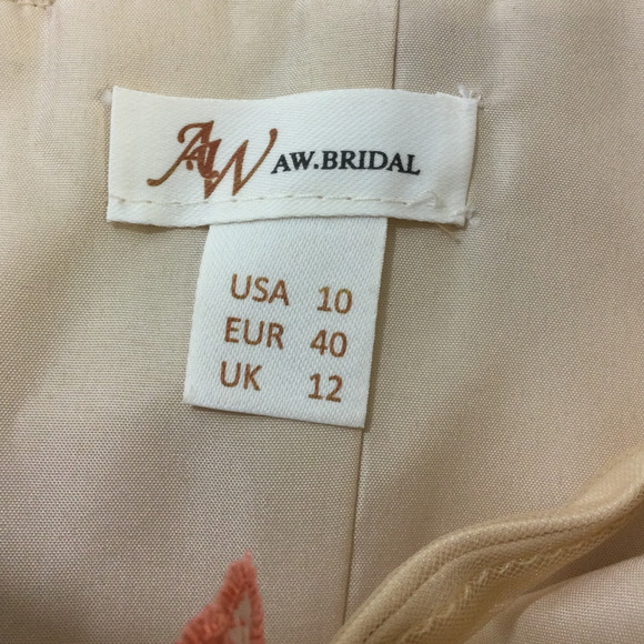 AW BRIDAL 10 L Beige embroidered 3d floral Alison prom party maxi dress NEW B145 - Picture 7 of 10